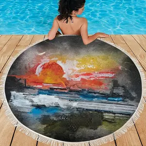 Sunset Round Beach Towels