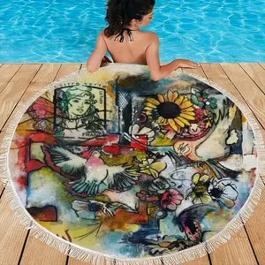 Postcard Round Beach Towels