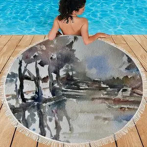 Le Canal Du Midi En Automne Round Beach Towels