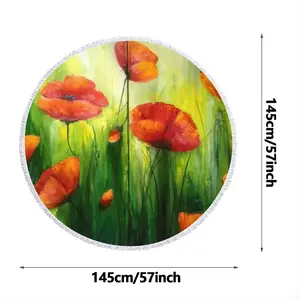 The Sunshine Poppies Round Beach Towels