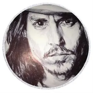 Johnny Depp Portrait Round Beach Towels