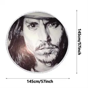 Johnny Depp Portrait Round Beach Towels