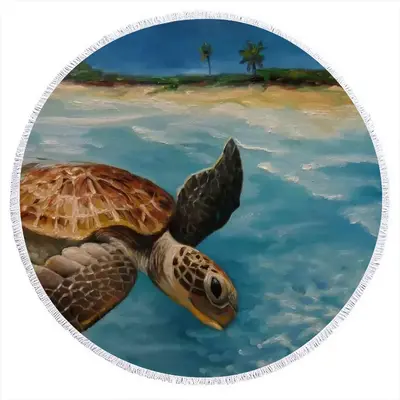 Caribbean Turtle Iii Round Beach Towels