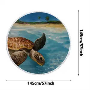 Caribbean Turtle Iii Round Beach Towels