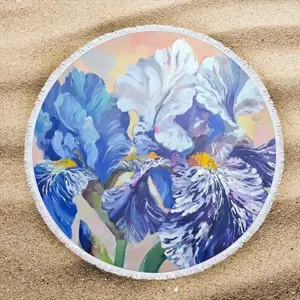 Irises Round Beach Towels