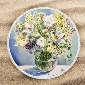 Summer Flowers Round Beach Towels