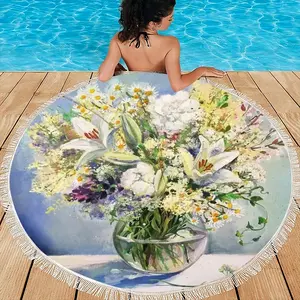 Summer Flowers Round Beach Towels