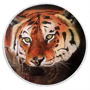 Eyes Of The Tiger Round Beach Towels