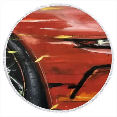 Porsche Red Crash Round Beach Towels