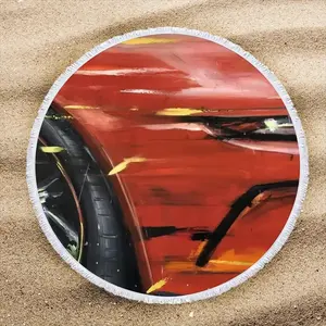 Porsche Red Crash Round Beach Towels