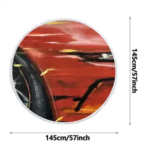 Porsche Red Crash Round Beach Towels