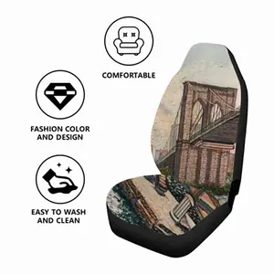 Brooklyn Bridge In Oil Car Cushion Cover