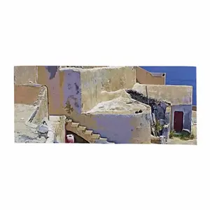 Santorini House And Cliffs In Oia Yaga Mat