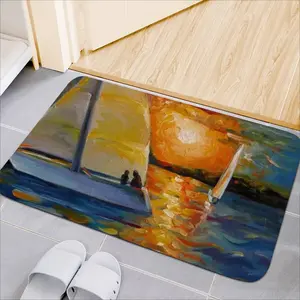 Sailboat In The Sunset Rubber Mats