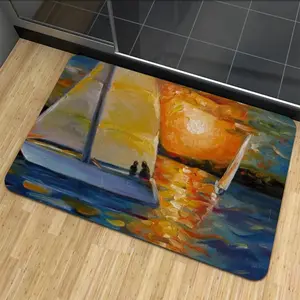 Sailboat In The Sunset Rubber Mats