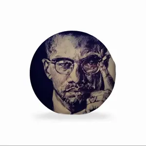 Malcolm X Portrait Circular Chair Cushion