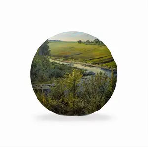 Country Landscape Realism Circular Chair Cushion