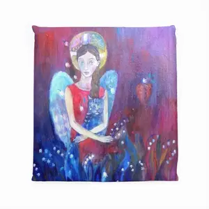 Angel With Cat Square Cushion