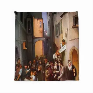 Old Warshaw Jewish Street Square Cushion