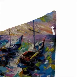 Sailboats At The Sunset Square Cushion