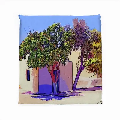 Santorini Trees In Oia Square Cushion