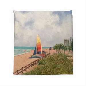 Sailboat On Miami Beach Square Cushion