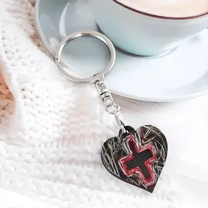 Black Cross Key Ring