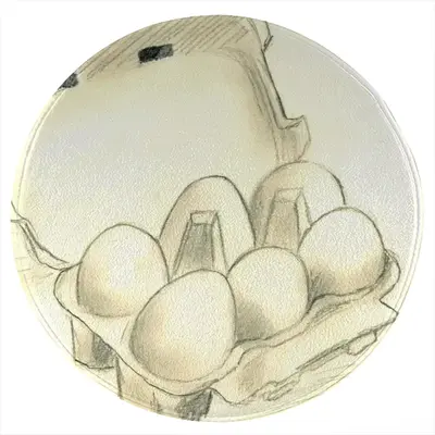 6 Eier Im Karton Six Eggs In The Cardboard Flannel Mats Carpet (Round)