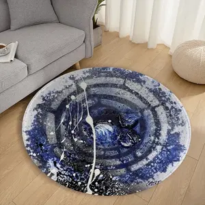 Basic Indigo Flannel Mats Carpet (Round)