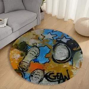 I Walk On The Moon Flannel Mats Carpet (Round)