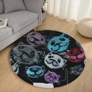 Cats Flannel Mats Carpet (Round)