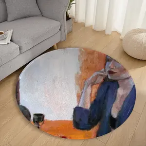 What Is The Woman Thinking Flannel Mats Carpet (Round)