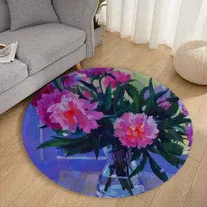 Peonies Flannel Mats Carpet (Round)