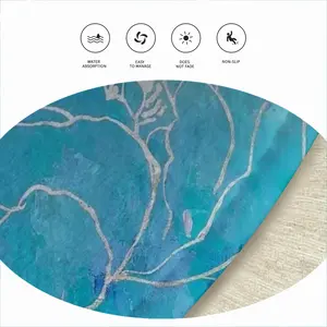 Turquoise Peony Flannel Mats Carpet (Round)