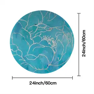 Turquoise Peony Flannel Mats Carpet (Round)