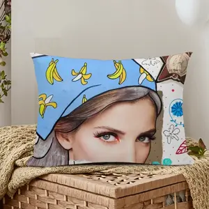 Banana Girl - Sexy Fashion Folk Women Blue Polyester Pillow (Rectangle, Multi-Size)