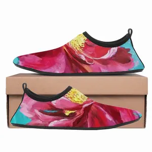 Men Bright Pink Peony Flower Acrylic Diving Beach Shoes