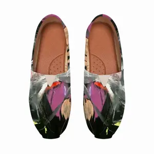 Men Black Rose Flat Shoes