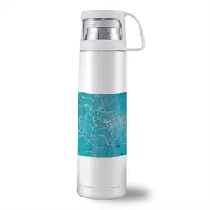 Turquoise Peony Thermos Cup (17oz/500ml)