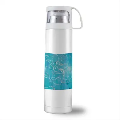 Turquoise Peony Thermos Cup (17oz/500ml)