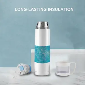 Turquoise Peony Thermos Cup (17oz/500ml)