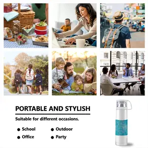 Turquoise Peony Thermos Cup (17oz/500ml)