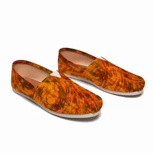 Men Orange Swirls Flat Shoes