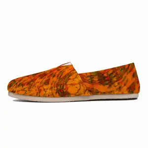 Men Orange Swirls Flat Shoes