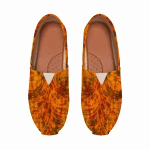 Men Orange Swirls Flat Shoes