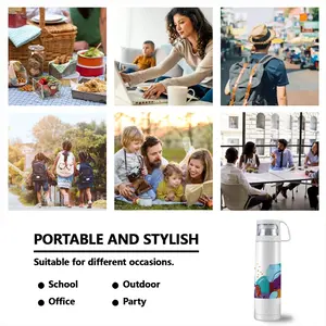 Orange Joy And Cerulean Skies Thermos Cup (17oz/500ml)