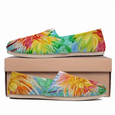 Men Red-Yellow Flower Flat Shoes