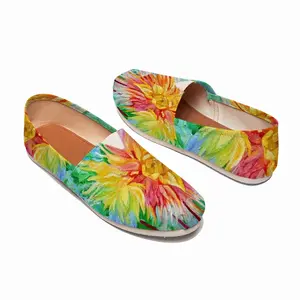 Men Red-Yellow Flower Flat Shoes