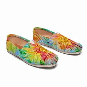 Men Red-Yellow Flower Flat Shoes