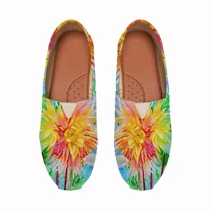 Men Red-Yellow Flower Flat Shoes